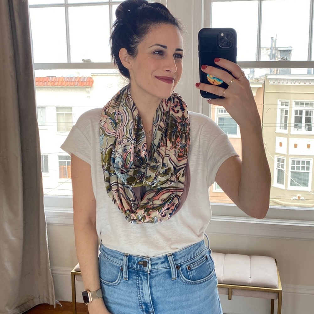 Large Infinity Scarf with Floral Detailing